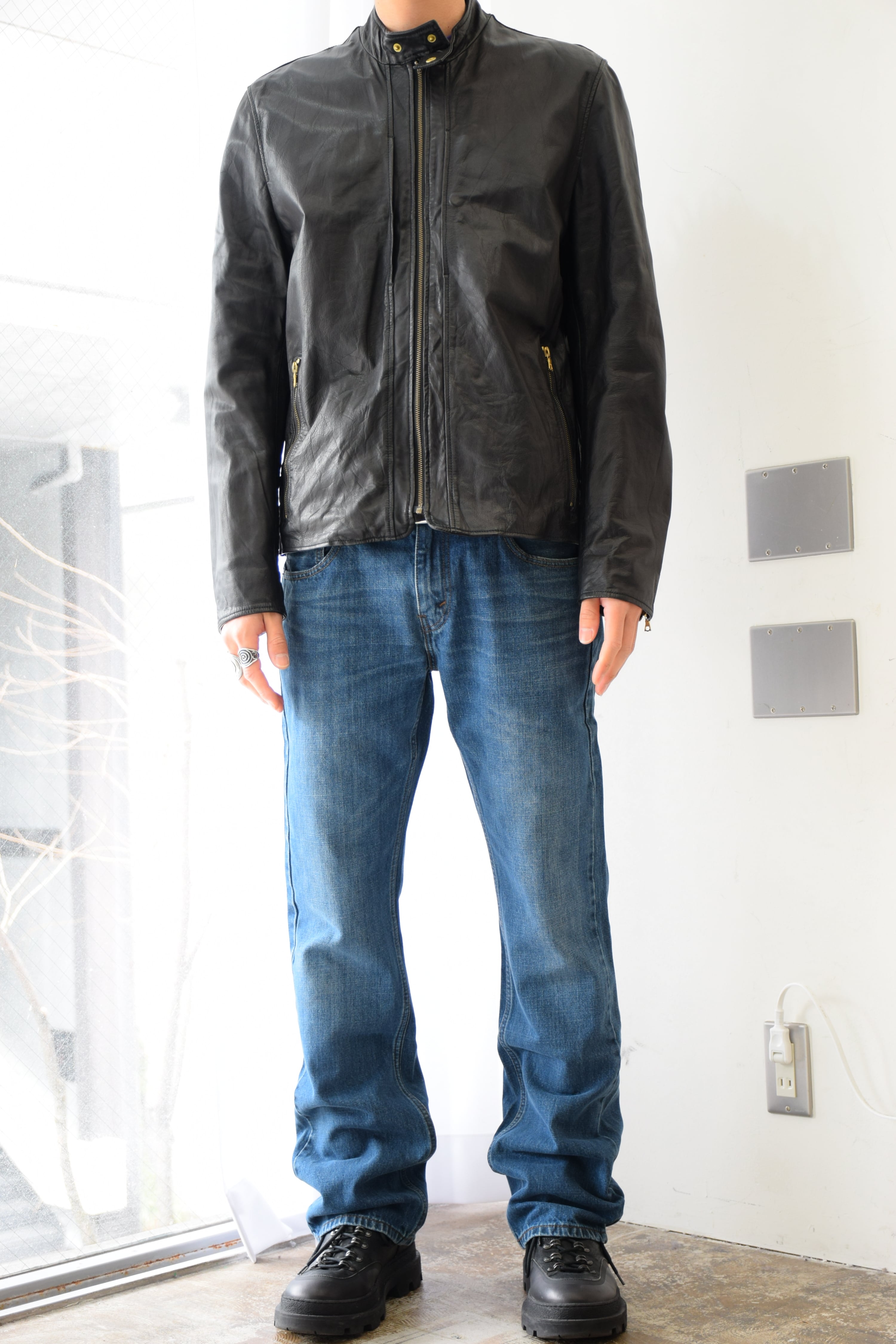 Poul Smith レザージャケット メンズ XL ブラック ポールスミス 革