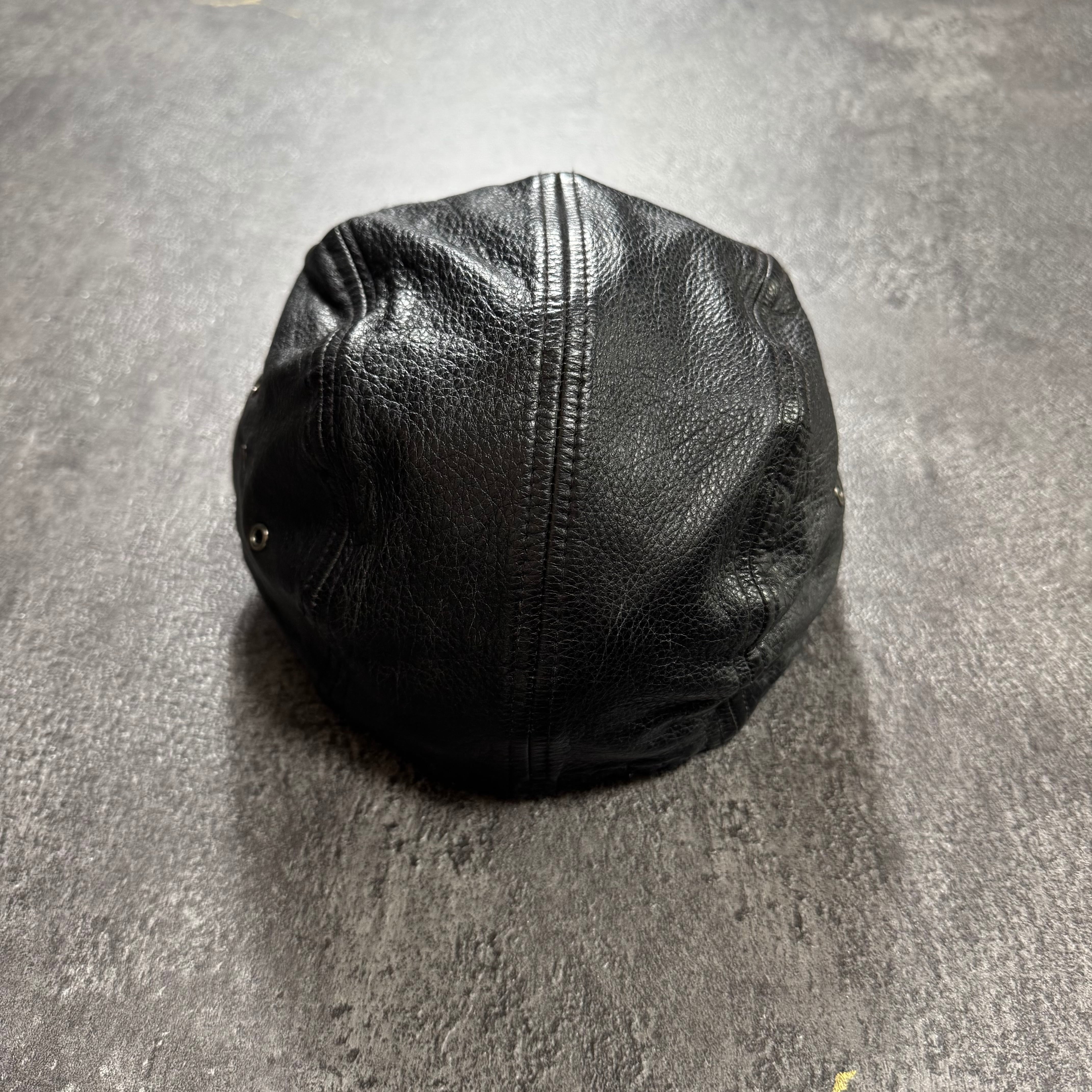 激レア　POLO SPORTS レザーフライトキャップ　Mサイズ　茶芯 90s POLO SPORT Black Leather Cap ポロスポーツ レザーキャップ