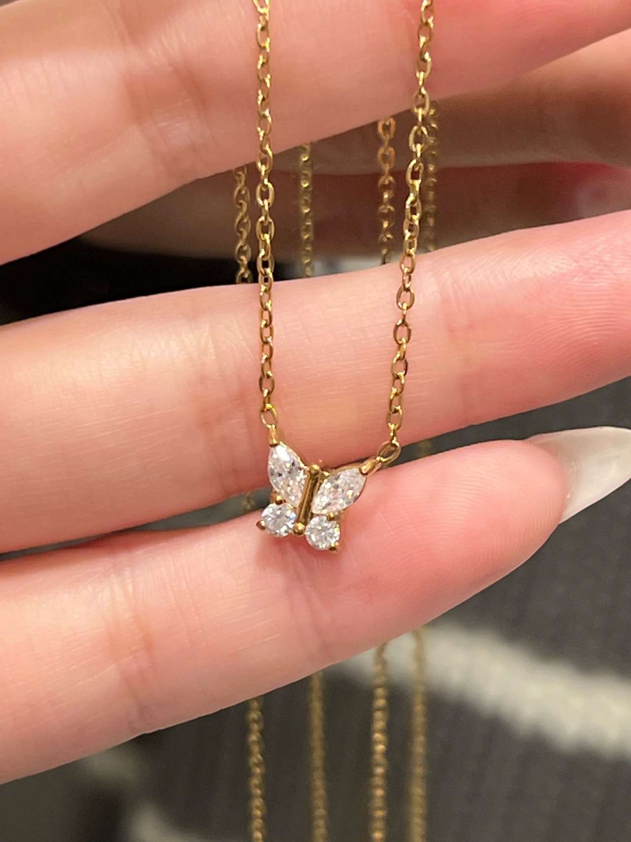 Zirconia butterfly necklace