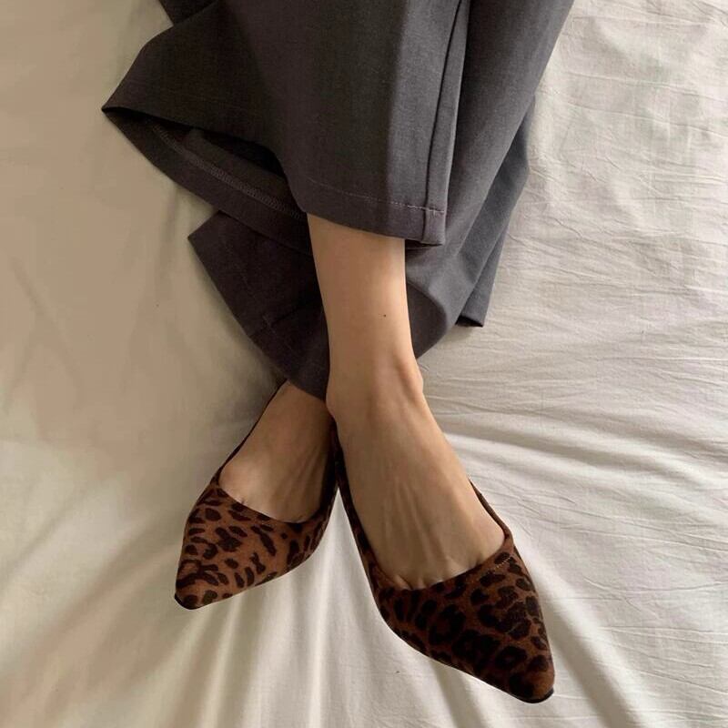 Pointed Toe Flat Shoes Leather Ballet Shoes W00140