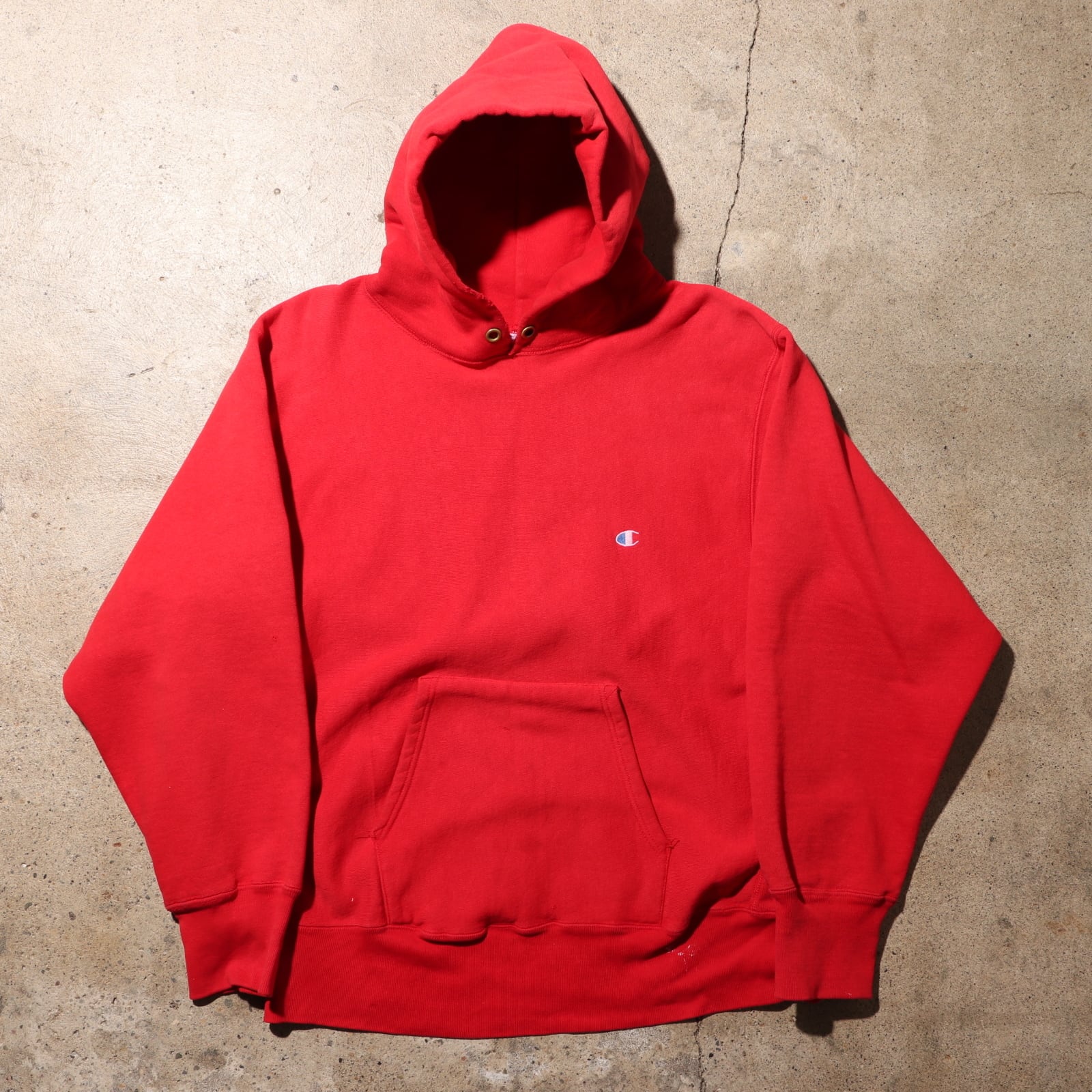 L 80s USA リバースウィーブ チャンピオン パーカー 赤 無地  