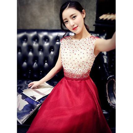 赤いグリッター マキシドレス セール】キャバドレス ロング タイト ファー付きワンショルダー