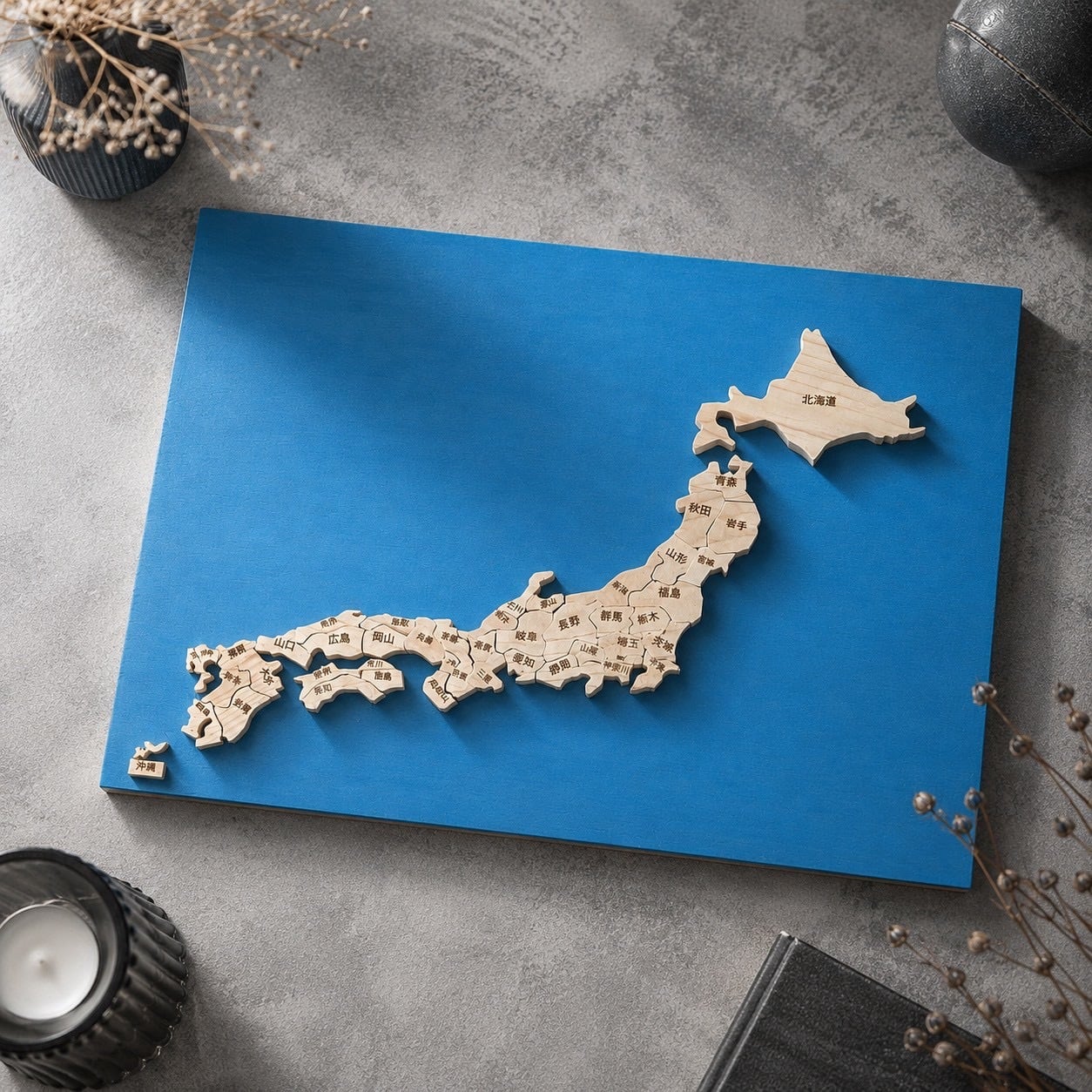 日本地図 木製ウェルカムボード　パズル 国産ヒノキの日本地図パズル｜47都道府県の木製知育玩具｜名入れ