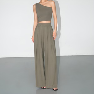 Wide leg casual pants high waist【H00155】