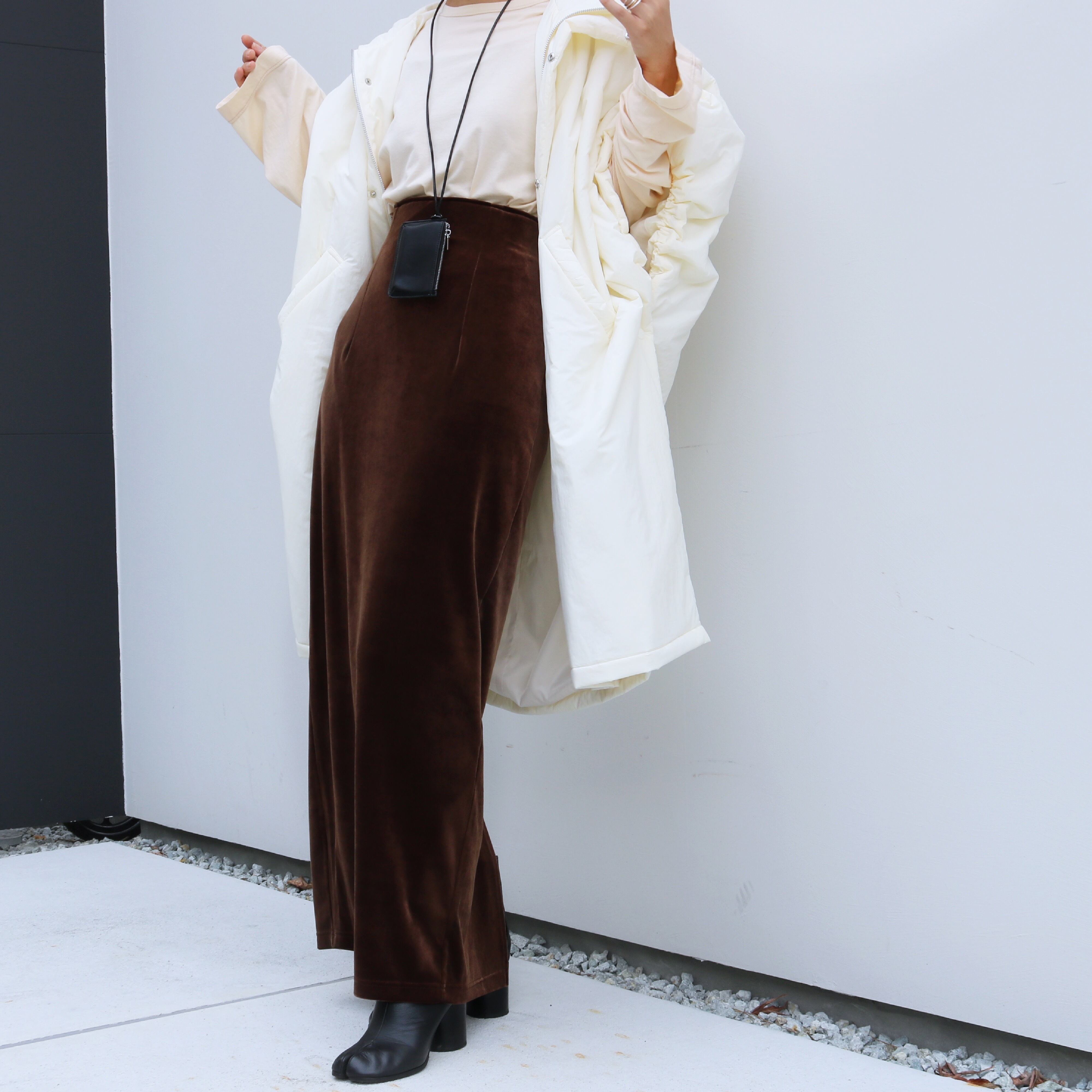 high-waist velours skirt -made in Japan - | aéré