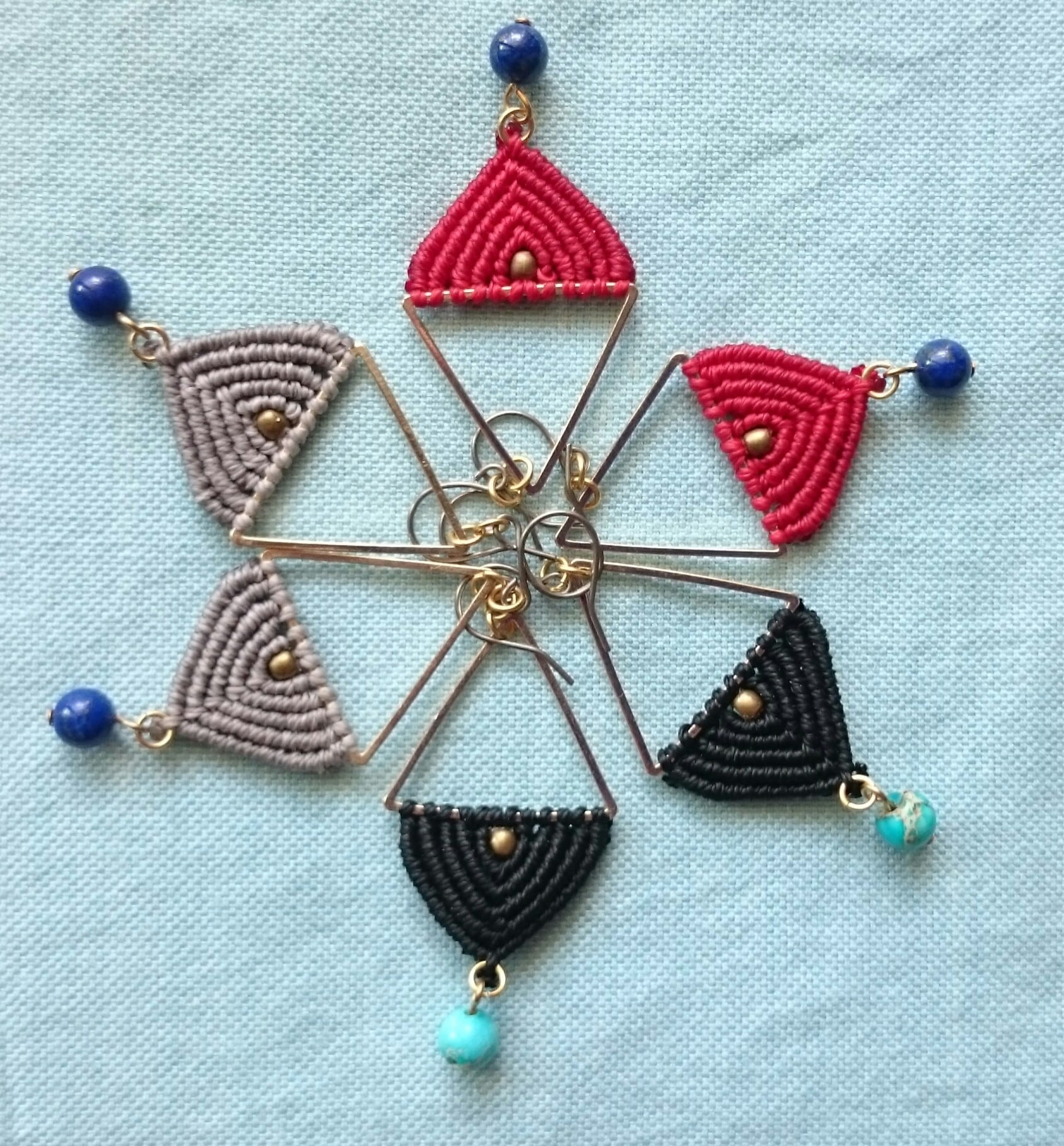 ラピスラズリ マクラメ編みポニーフック