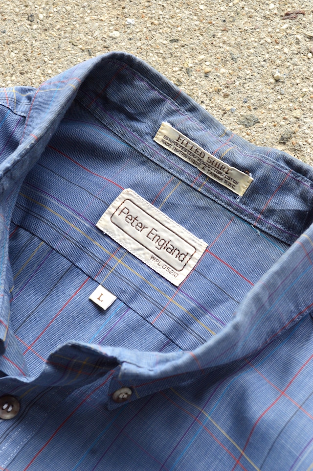 Peter ENGLAND 1990's From UK Multi Plaid Check Cotton Voile Old Shirt PolyBlend 90s euro コットンボイルシャツ