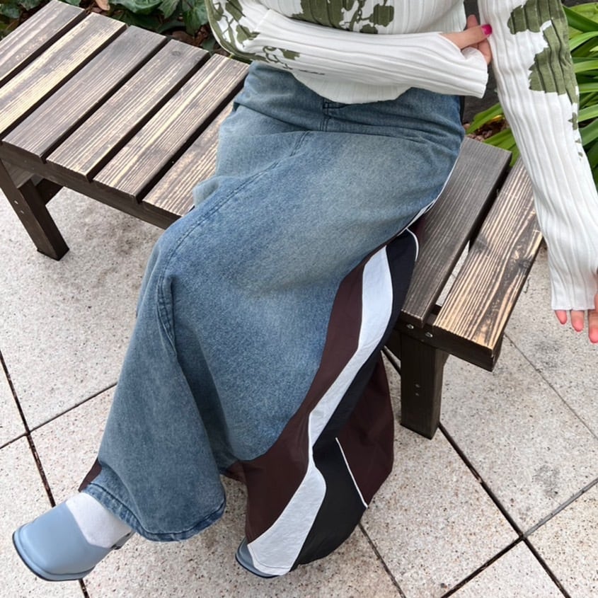 前後異素材ロングスカート_LN02041