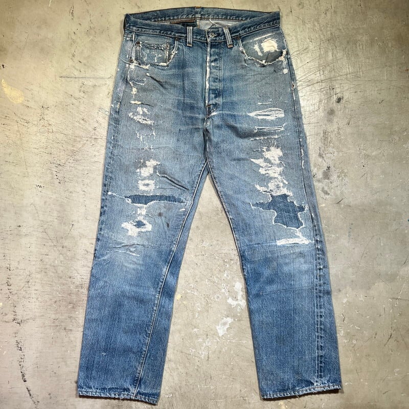 70's LEVI'S リーバイス 501 66 Big E デニム 過渡期モデル 刻印6 グランジ系 ダメージ リペア多数 セルヴィッジ W35インチ ヴィンテージ BA-2181 RM2600H