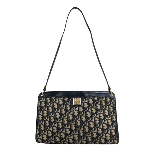 Christian Dior クリスチャン ディオール トロッター ショルダーバッグ ネイビー ロゴ ジャガード レザー ワンショルダーバッグ vintage ヴィンテージ オールド s83xi3