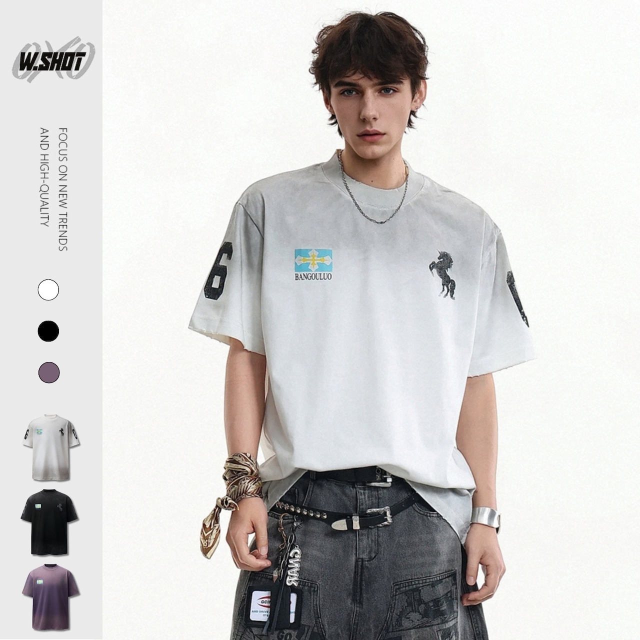 VINTAGE ストリート スプレープリントTシャツ T2108