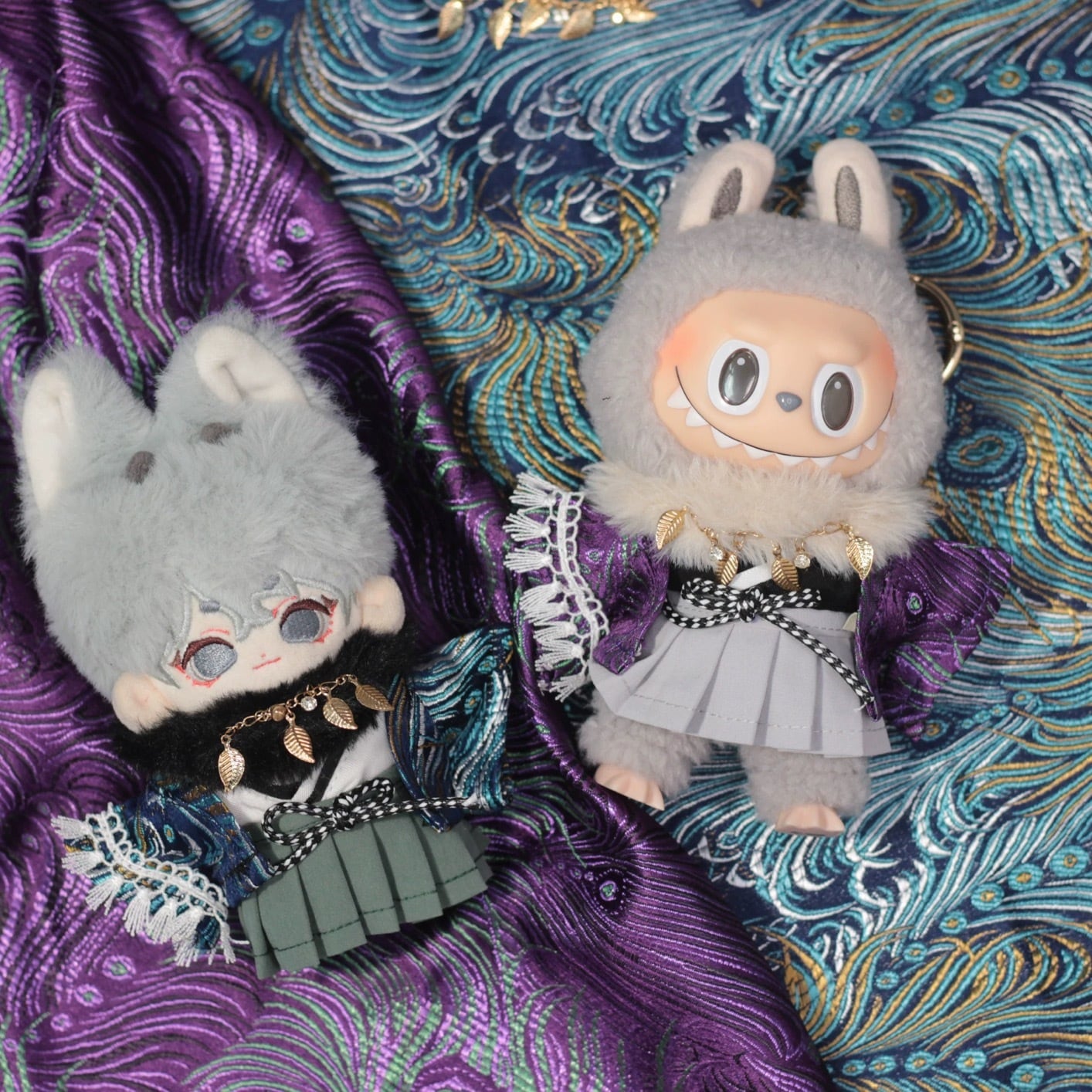10cmぬい服】夜の宴メタリックカラーコーデ 着せ替えぬいぐるみ labubu
