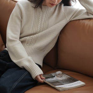 cable short knit top J00120