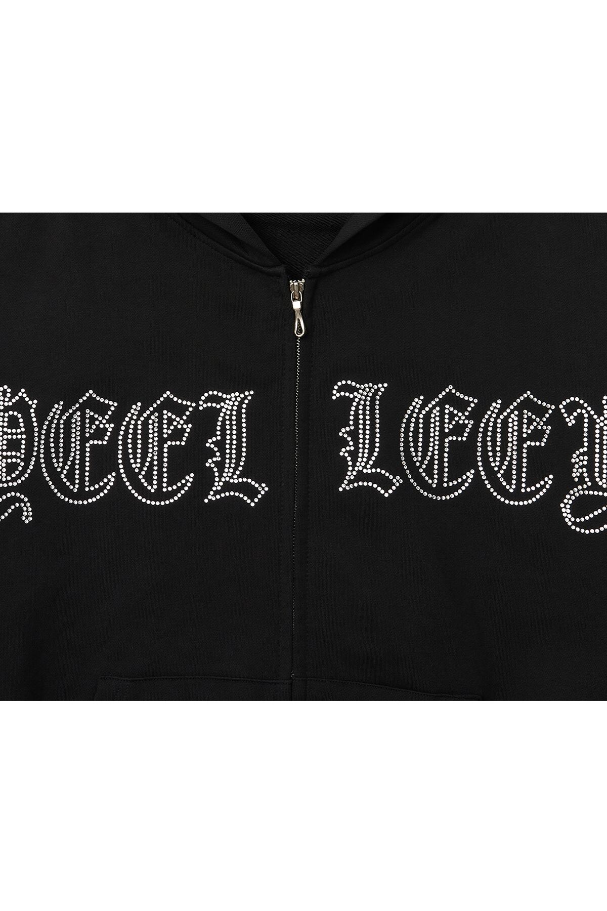 l.e.e.y] STUDDED ZIP-UP HOODIE OVERSIZED BLACK 正規品 韓国ブランド