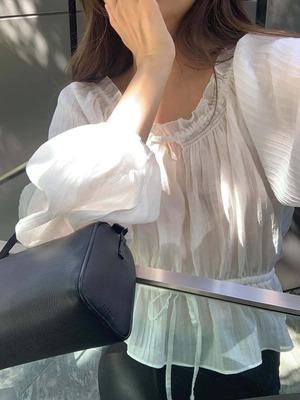 [LITER] beauty chiffon smoked blouse (即納)
