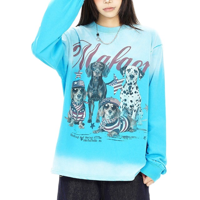 レトロドッググラフィックロングスリーブ 2col   R02620