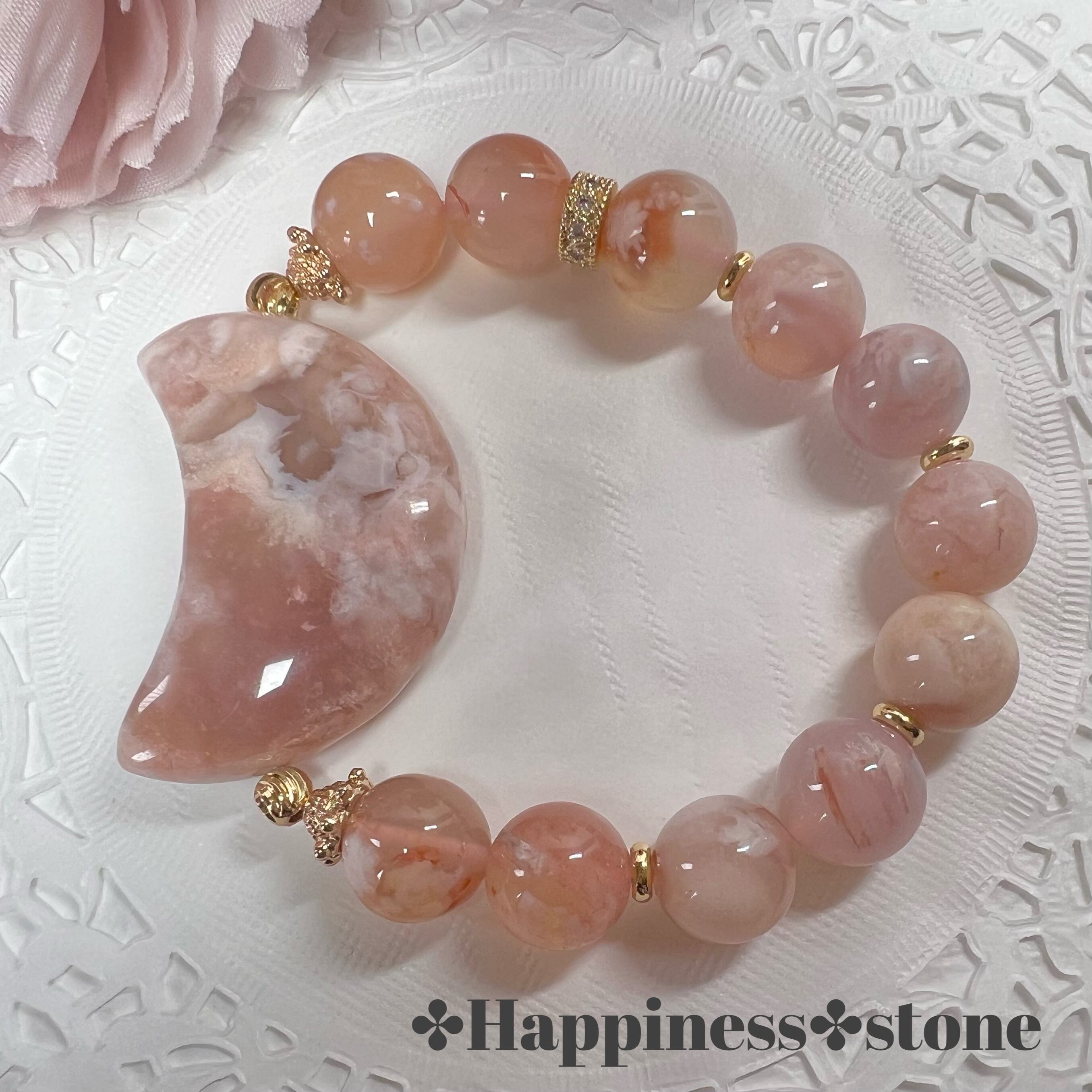 【桜瑪瑙 月ブレスレット☾·̩͙⋆】❤︎送料無料❤︎天然石 パワーストーン