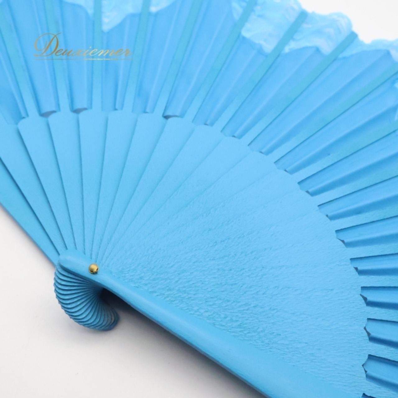 フラメンコ アバニコ 扇子 Abanico Espaol 小物 小道具 32cm ブルー系 水色 レース アイテム 練習 舞台 発表会 イベント アクセサリー フリル 可愛い おしゃれ 装飾アクセサリー