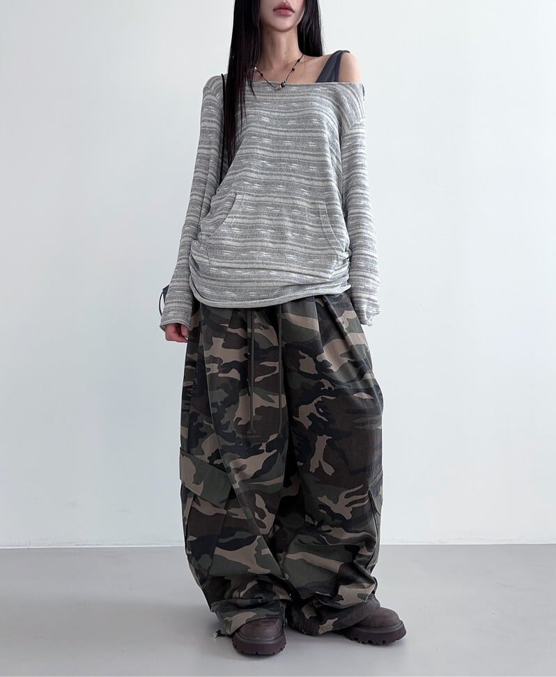 ☆aespa カリナ 着用！！【LOWEAR】camo cargo banding pants | もごつ