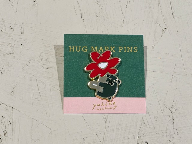 「HUG MARK PINS 」Bloom 黒パグ