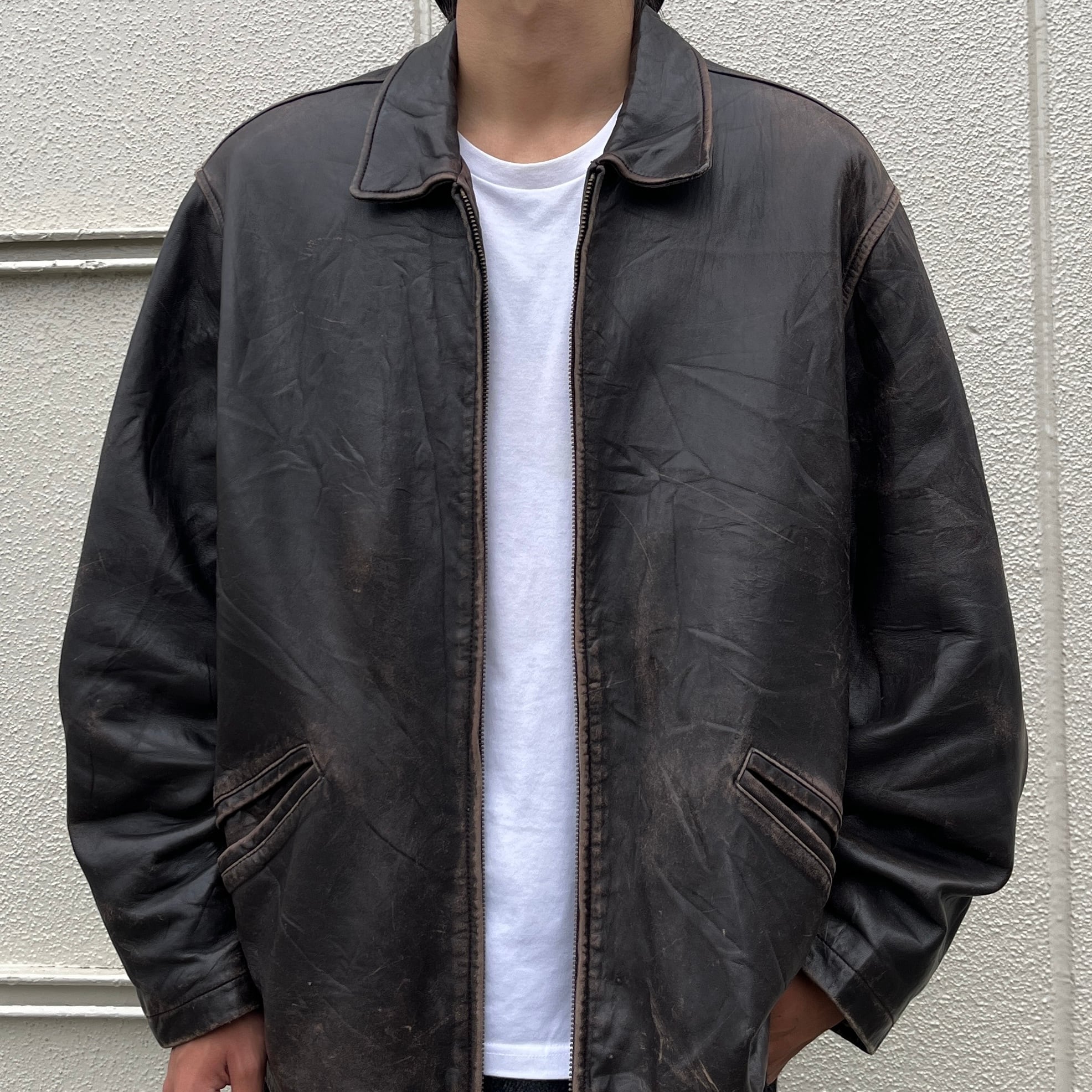 VINTAGE / ヴィンテージ | 1990s | GAP / ギャップ 90s ～ ハイネック レザー ジャケット | L | チャコール | メンズジャケット/アウター