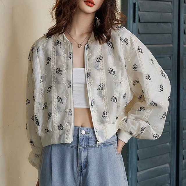 フローラル エンブロイダリー ブルゾン 24081