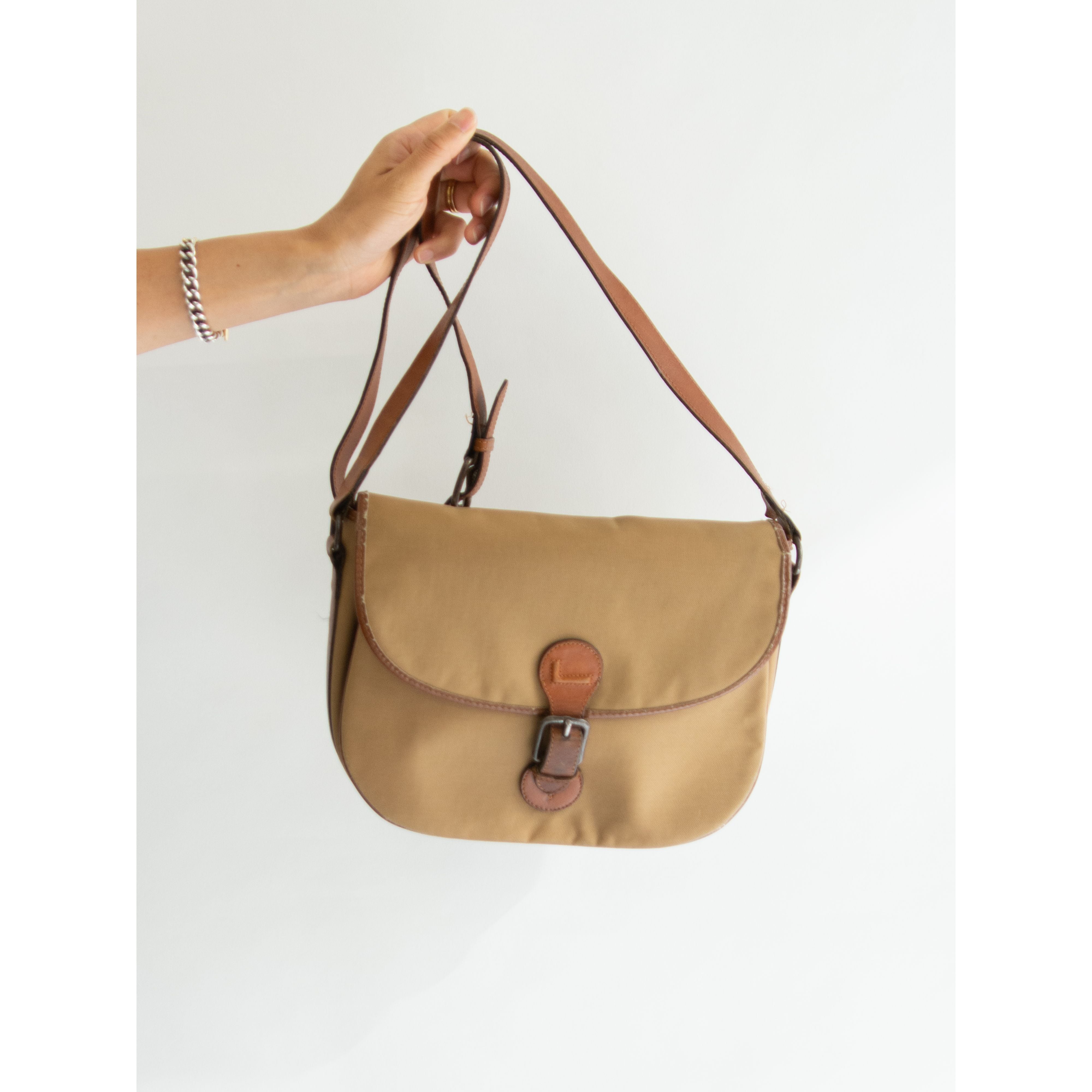 【LANCEL PARIS】Made in France Canvas × Leather Crossbody Bag（ランセル フランス製 キャンバスレザークロスボディバッグ ショルダーバッグ）