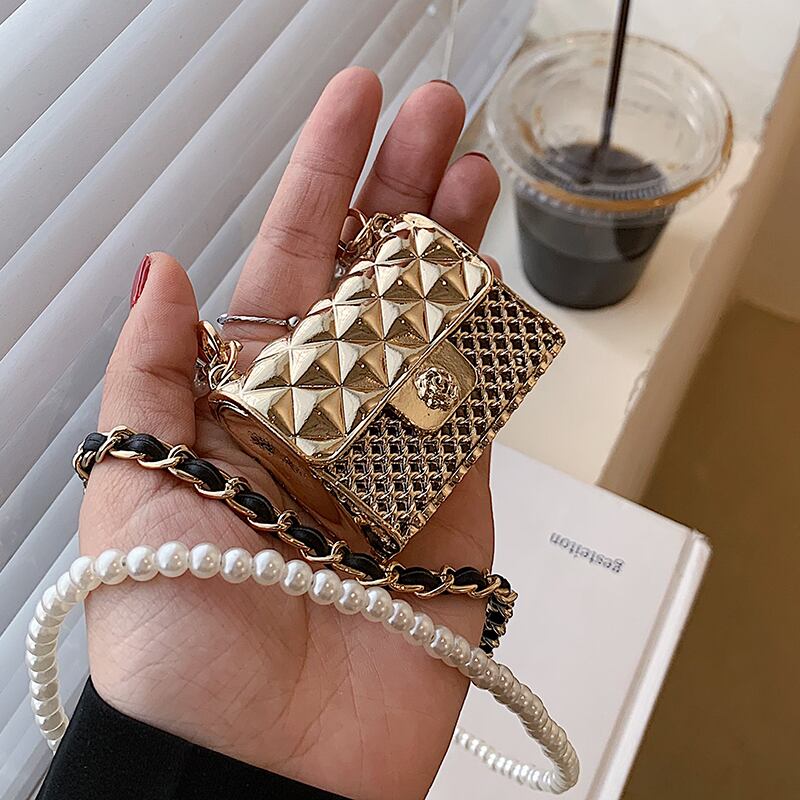 サマーパールチェーン ミニ 夏物 真珠 スクウェア 手作りハンドバック53894919039