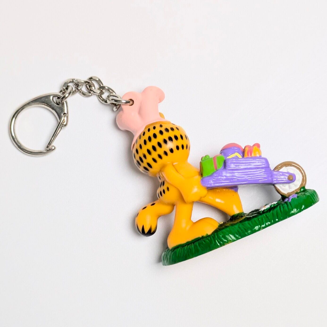 ☆VINTAGE 80'☆【 Garfield ( ガーフィールド ) 】 PVCフィギュア キーホルダー イースターバニー / ピンク 〚アメリカン雑貨 アメトイ〛