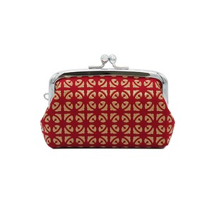 鈴柄 がま口小銭入（赤革×白漆）