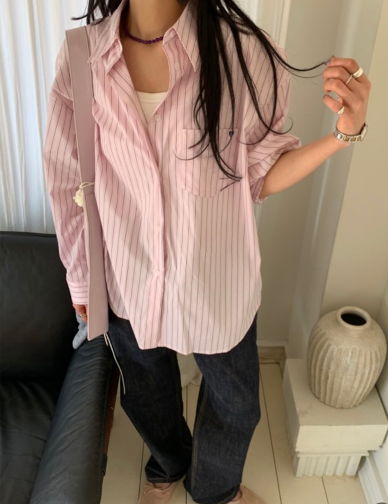 【新作5%OFF・3日間】Stripe Over-Fit Shirts_2colors