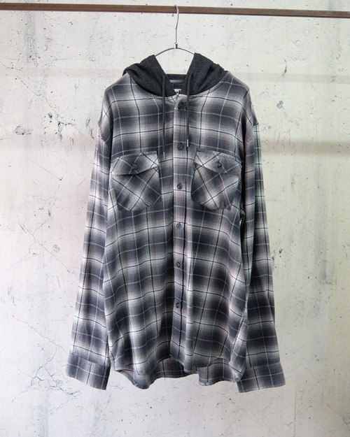 cotton flannel hoodie shirt (gray)