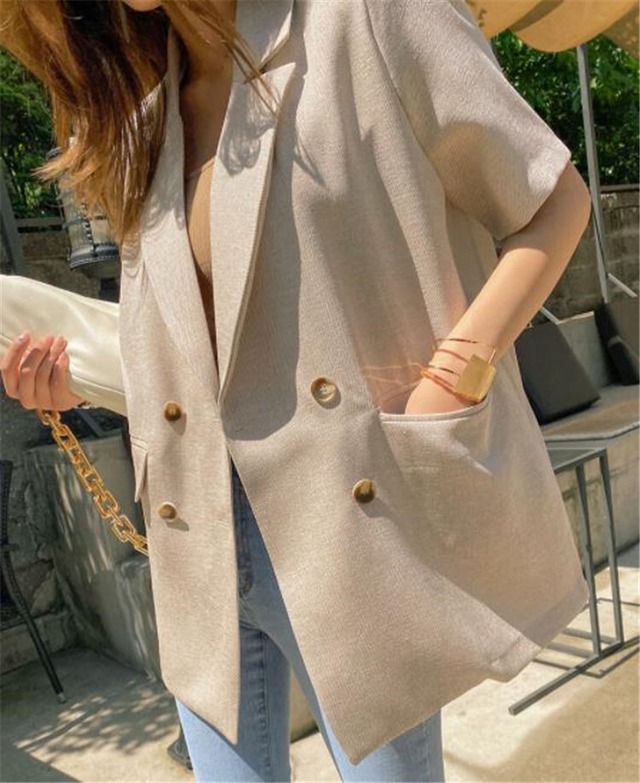 ベージュ ブラック サマージャケット オフィスカジュアル 透け感