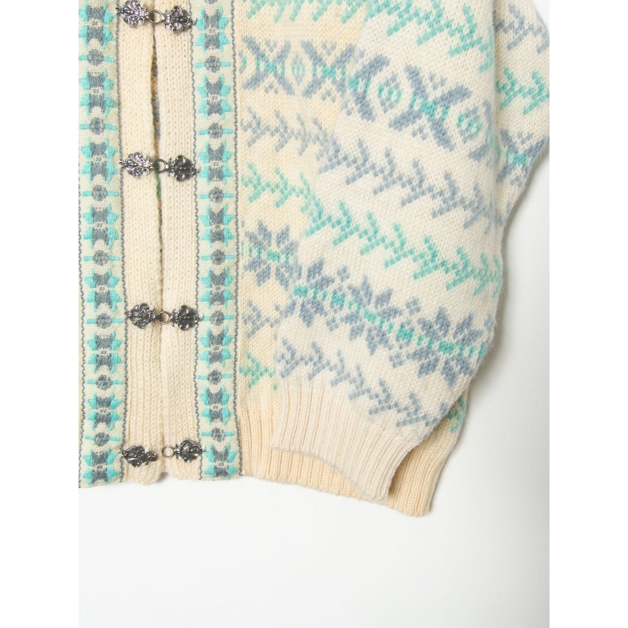 【VOSSKNIT】Made in Norway 100% pure wool nordic knit cardigan（ノルウェー製 ピュアウール  ノルディック柄ニットカーディガン  セーター）10d