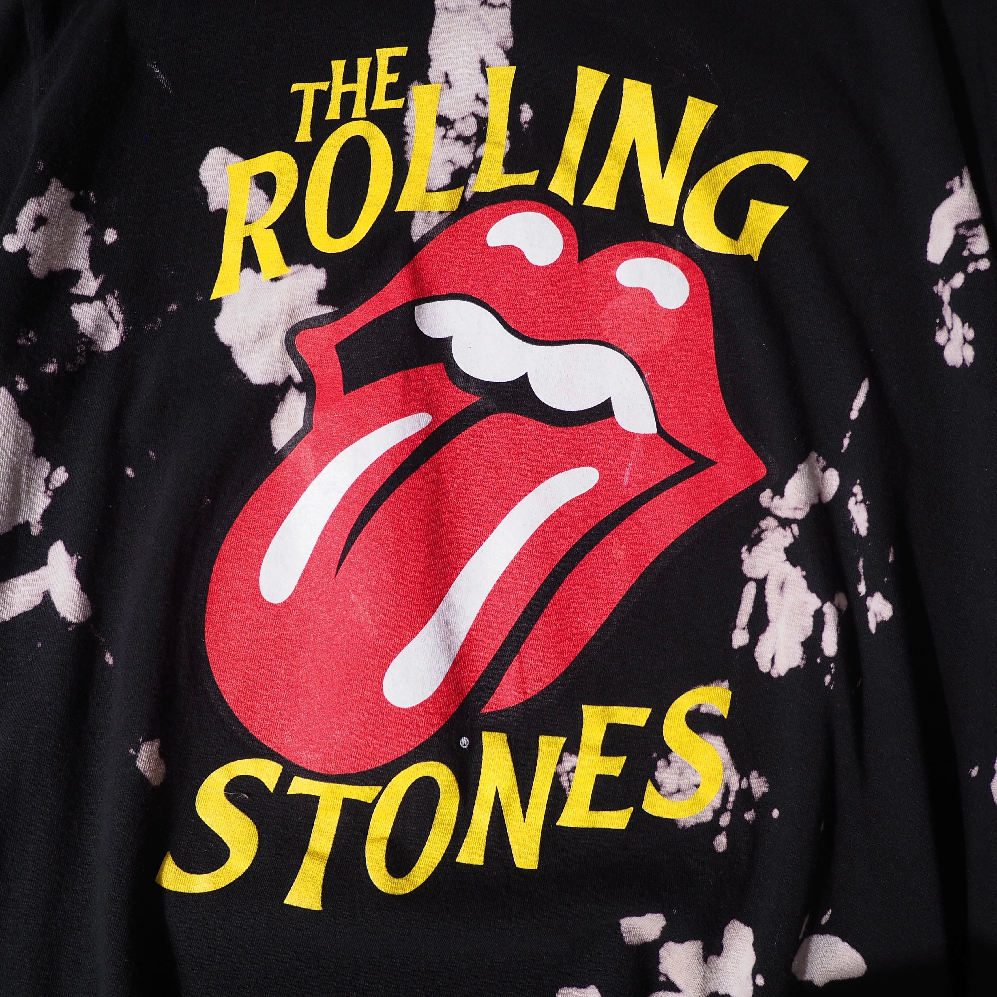” Rolling Stones Lips and Tongue ” logo printed bleach dyed Tee