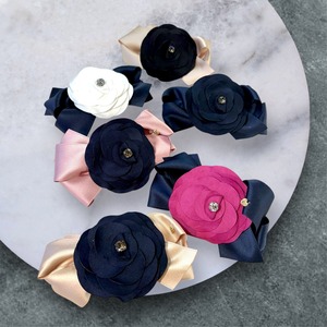 CLOSE SALE★bb0048- バレッタ《フラットカメリアストーン・パピヨンリボン》