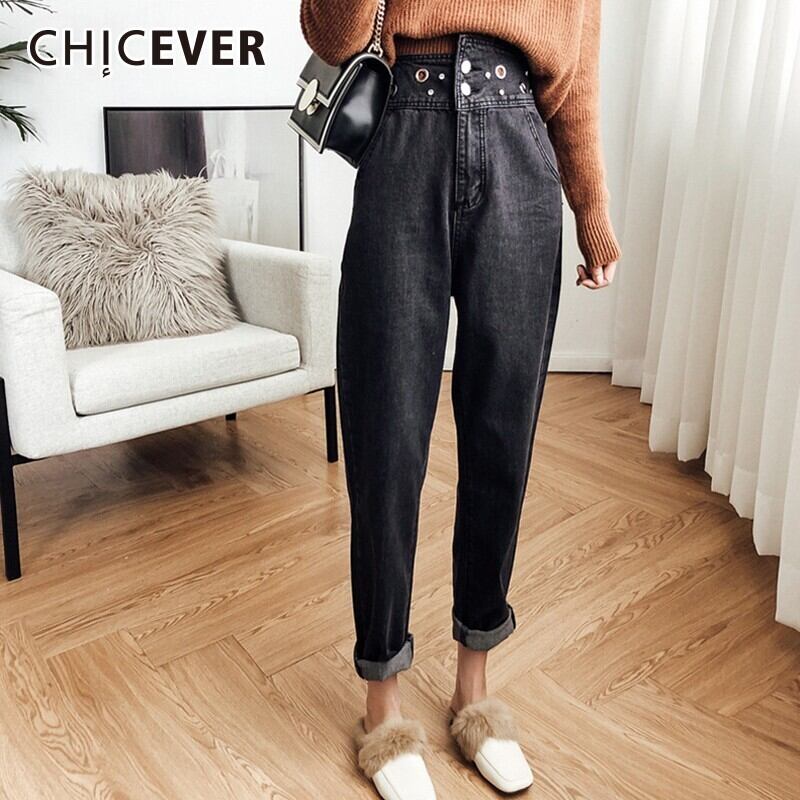 CHICEVER春秋デニムパンツレディースウエストルーズオーバーサイズ足首丈ハーレムパンツ服 スプリング 春物 オータム 秋物 6base576926443252