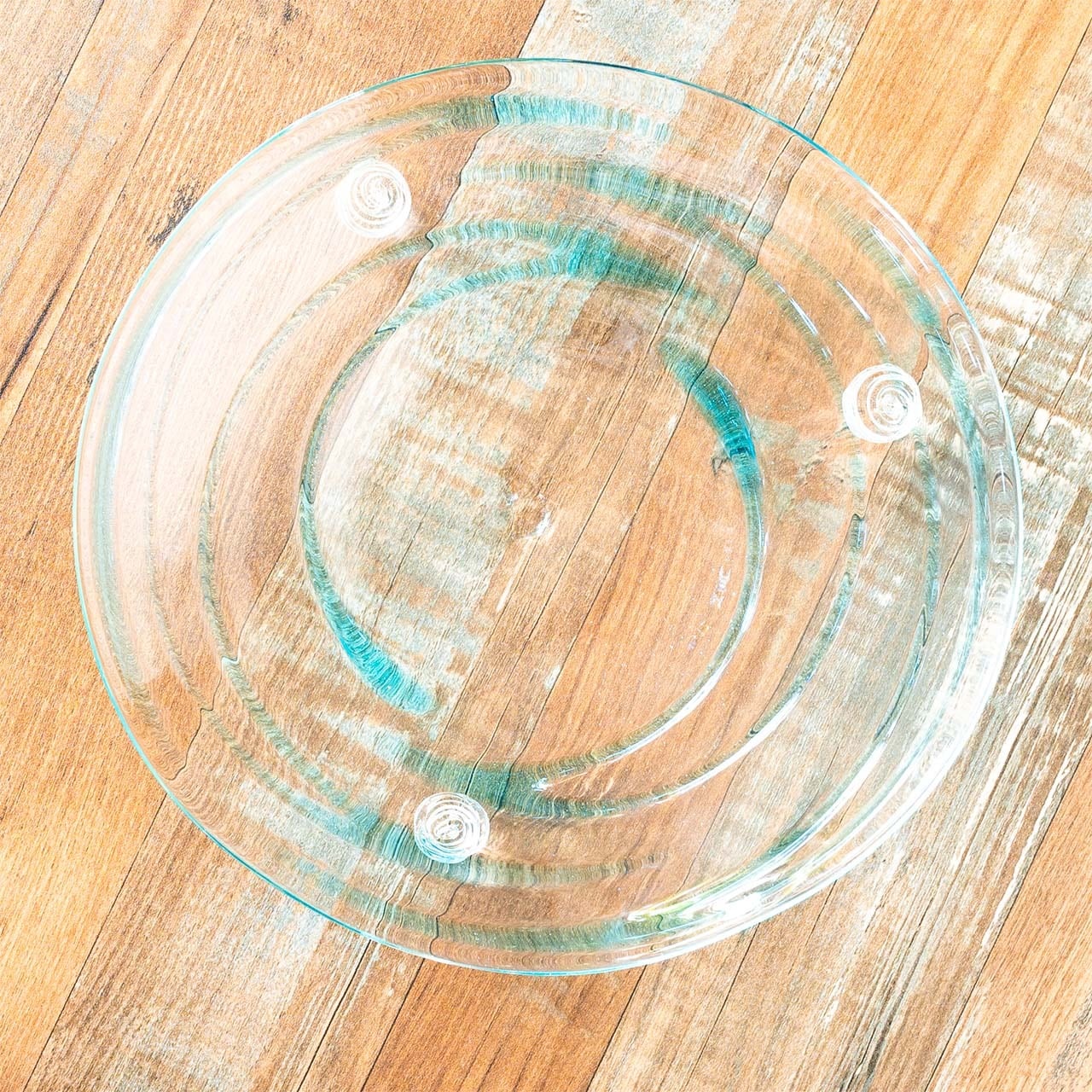 ガラス工房ロブスト】三ツ足プレート 水色 [琉球ガラス] | 【琉球