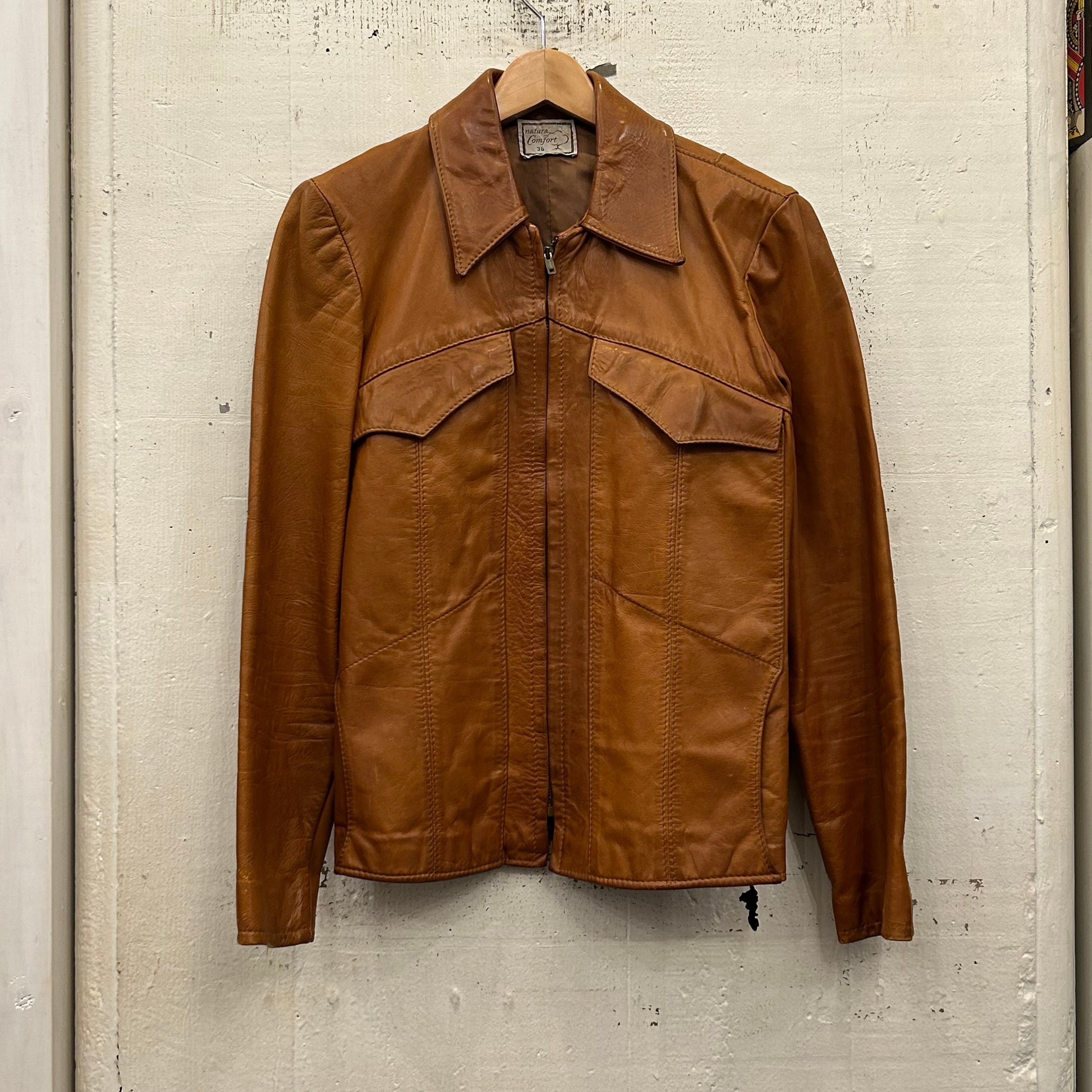 70's natural comfort leather jacket袖丈57cm