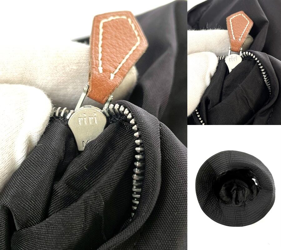 HERMES エルメス レザータグ ririジッパー ジップポケット ナイロン
