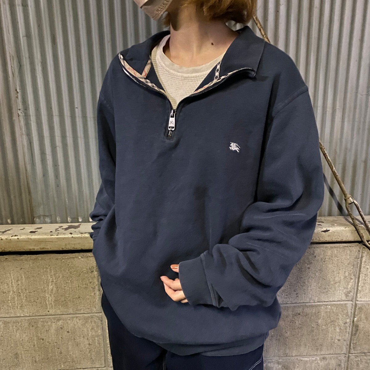 ビッグサイズ BURBERRY LONDON バーバリー ハーフジップスウェット  