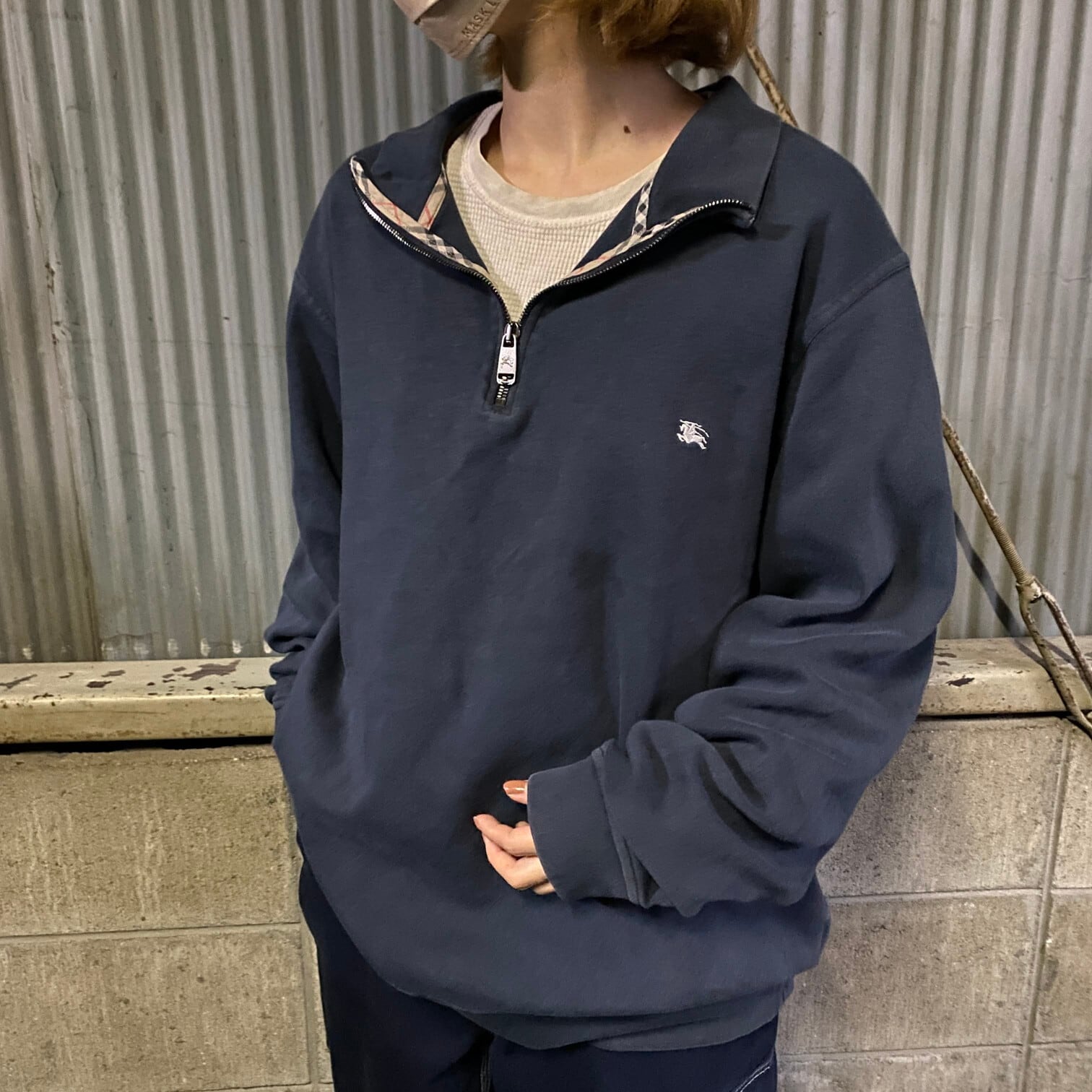 ビッグサイズ BURBERRY LONDON バーバリー ハーフジップスウェット 