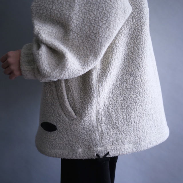 front zip pocket design high-neck half-zip boa fleece pullover