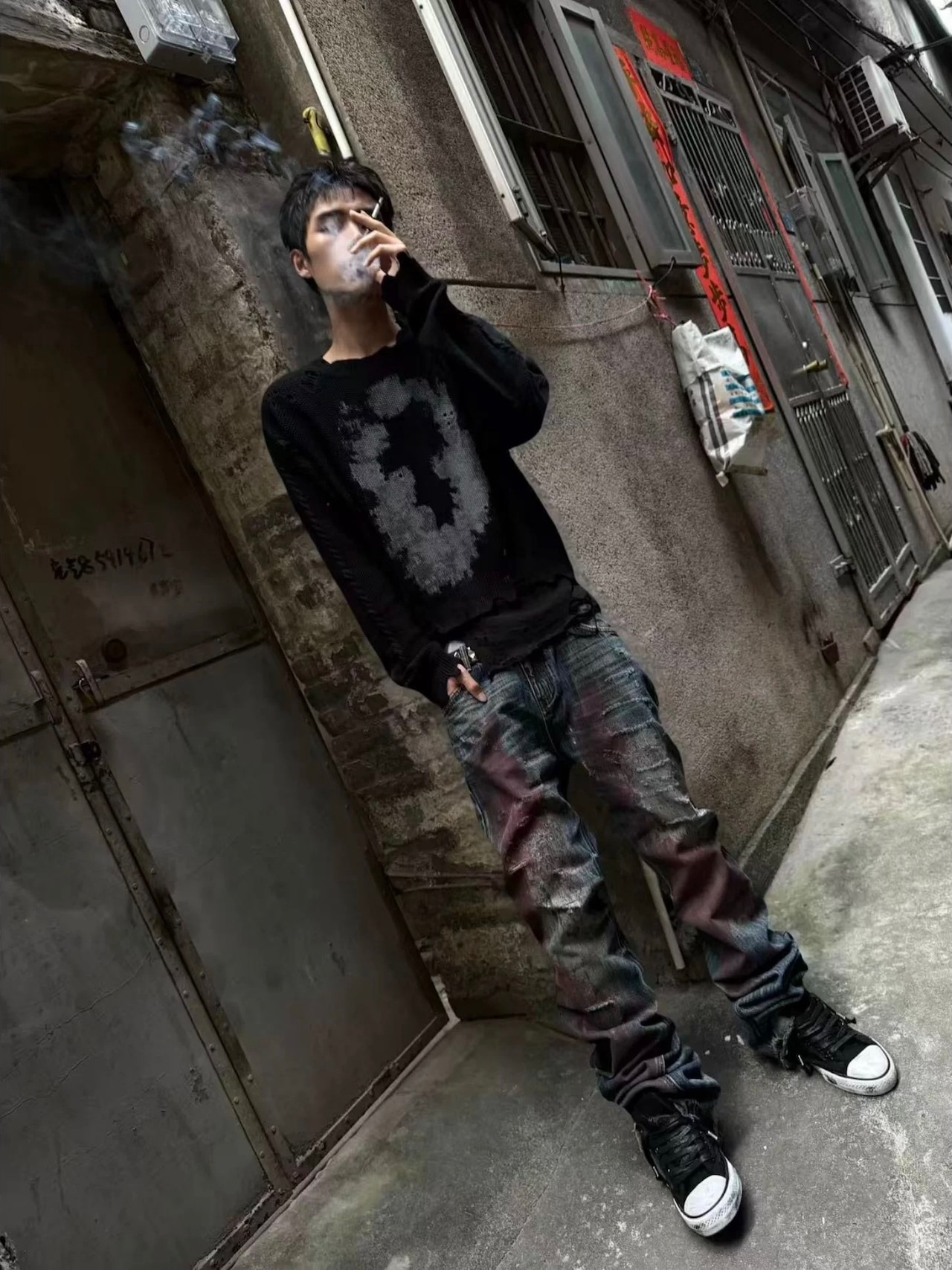 【CinderVein】Faded Fringe Knit Sweater