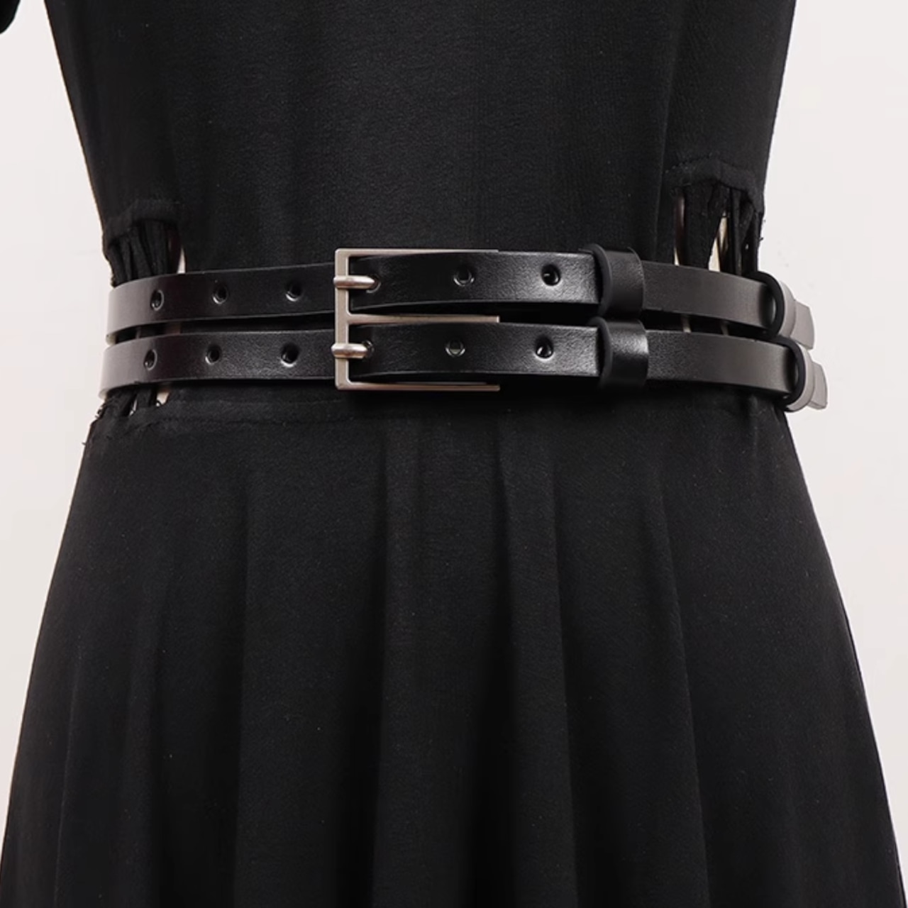 Double-layer small square buckle belt (ME133)