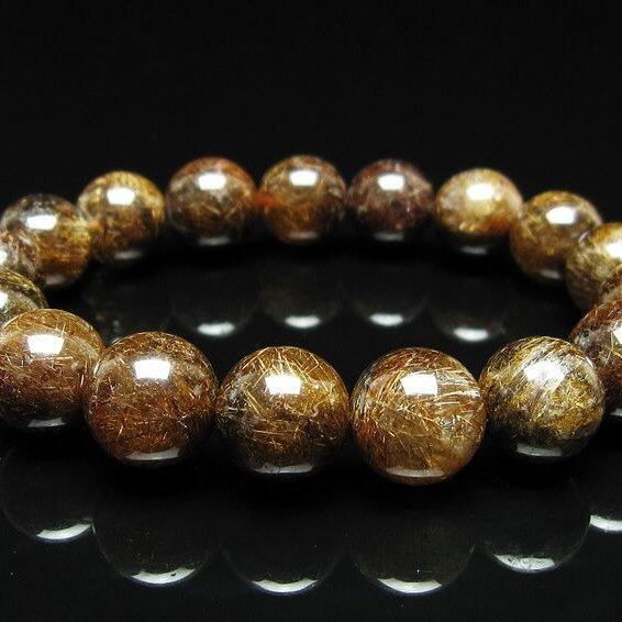 ルチルクォーツ ブレスレット 12mm ブロンズルチル ブレス 一点物 111-50822