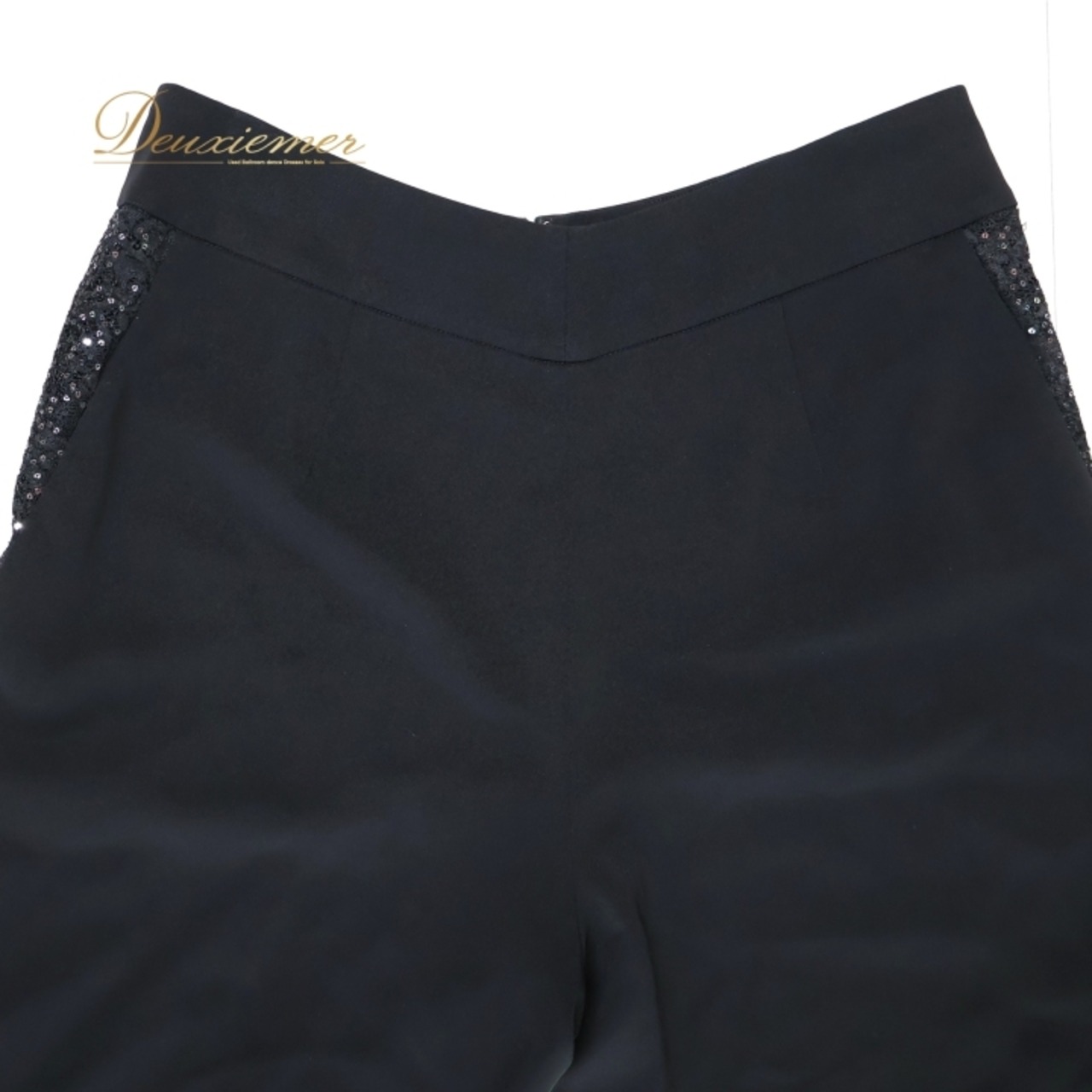 社交ダンス 衣装 ズボン ブラック系 チャコットロイヤルダンス Chacott ROYAL DANCE 黒 ボトムス パンツ 日本製 シンプル スパンコール キラキラ 上品 ファスナー 綺麗 オールブラック