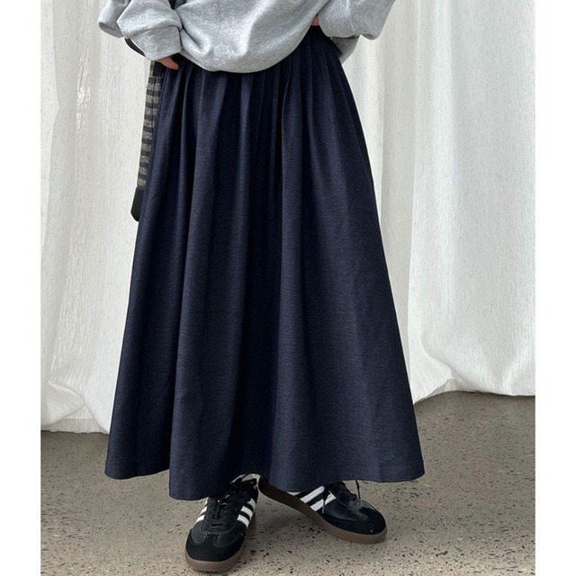 gathered long skirt J00133