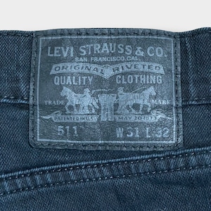 【LEVI'S】メキシコ製 511 ブラックジーンズ デニム ジーパン スリム ストレート スキニー 細身 美脚 足長効果 ジッパーフライ ストレッチ W31 L32 リーバイス US古着