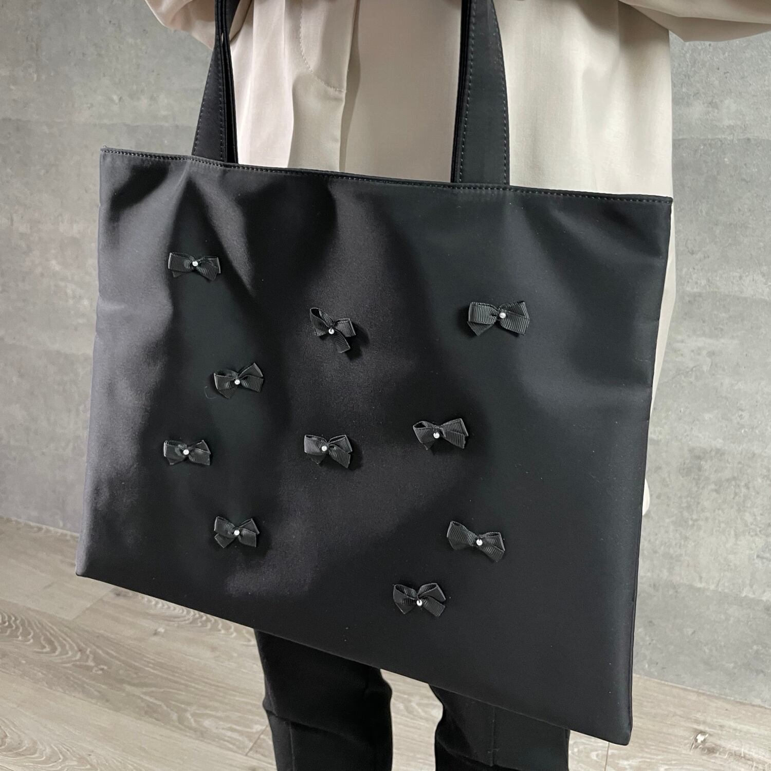 撥水】親子でも♡大人可愛いリボンパール 卒業＆入学 A4トートバッグ